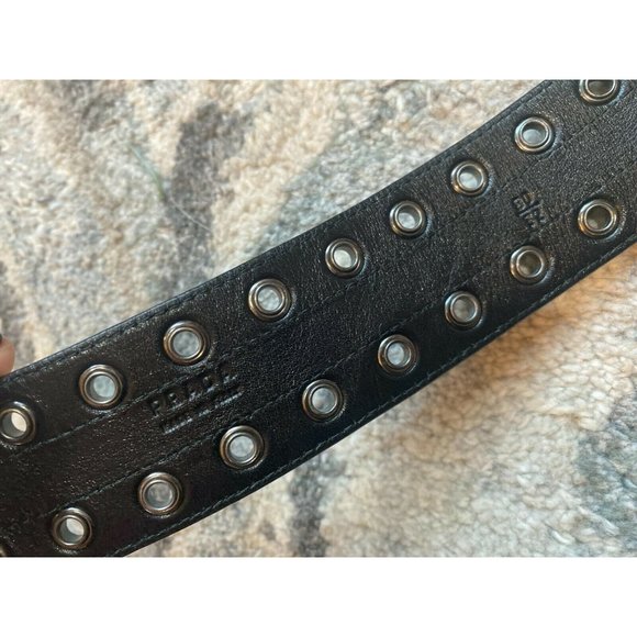 PRADA Black Leather Silver Grommet Belt - Picture 8 of 8